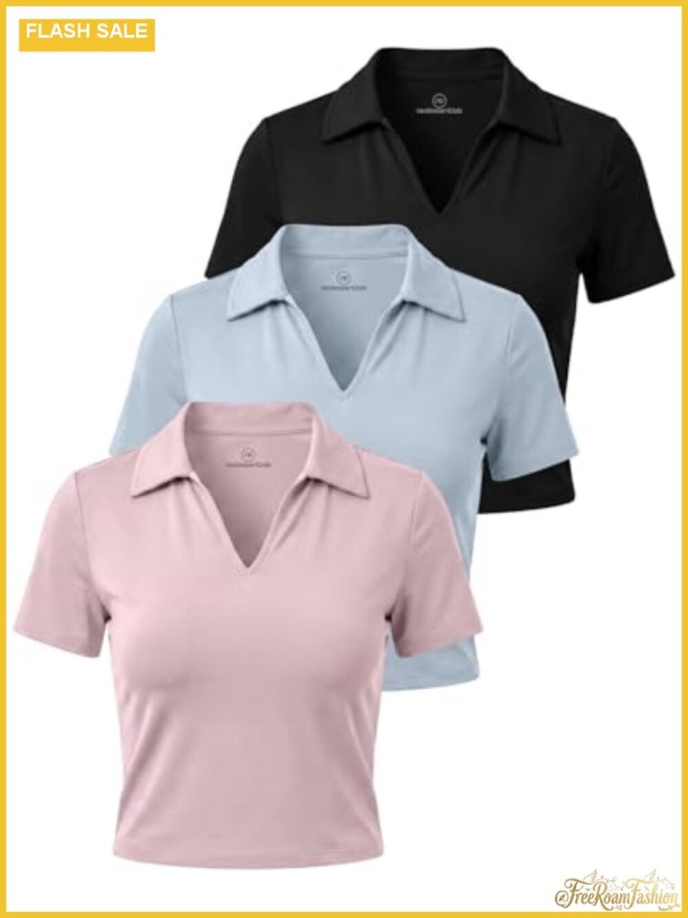 3 Pack Women's Golf Polo Shirts V Neck Short Sleeve Dry Fit Tops